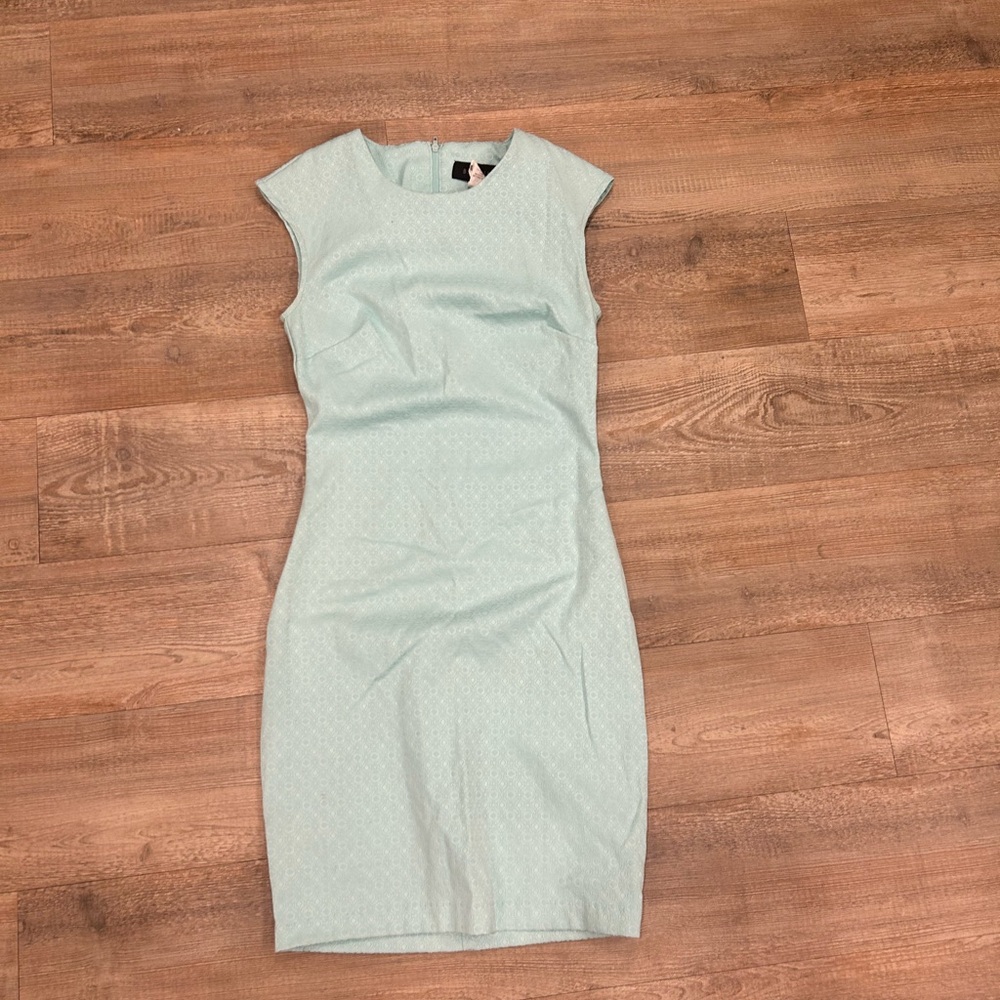 Cocktail mini dress aqua color slightly darker than photo. Wedding guest